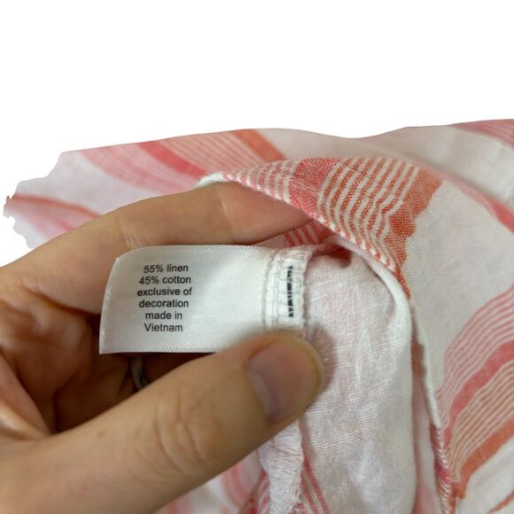 Lane Bryant Pink Orange Striped Linen Blend Button Down Shirt Women's 14/16 - Picture 4 of 4